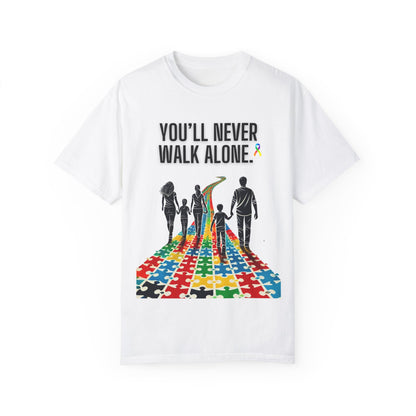 Autism awareness-T-shirt- You'll never walk alone.