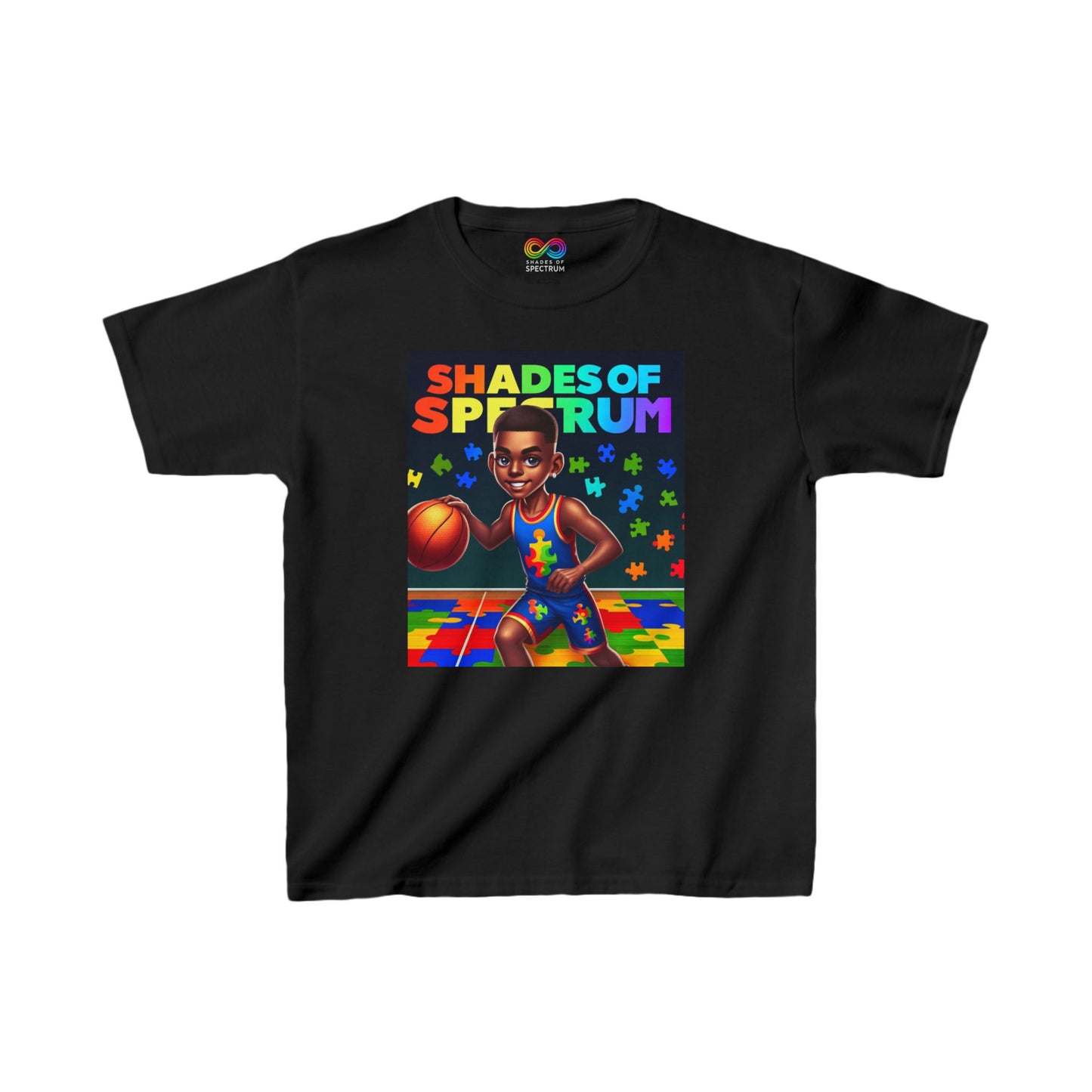 Kids Basketball Heavy Cotton™ Tee- Autism Awareness