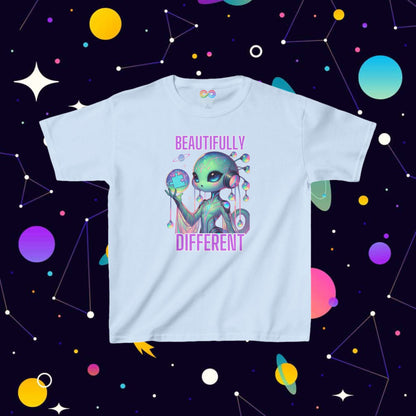 Kids Cute Alien T-Shirt -Beautifully Different- Autism Awareness