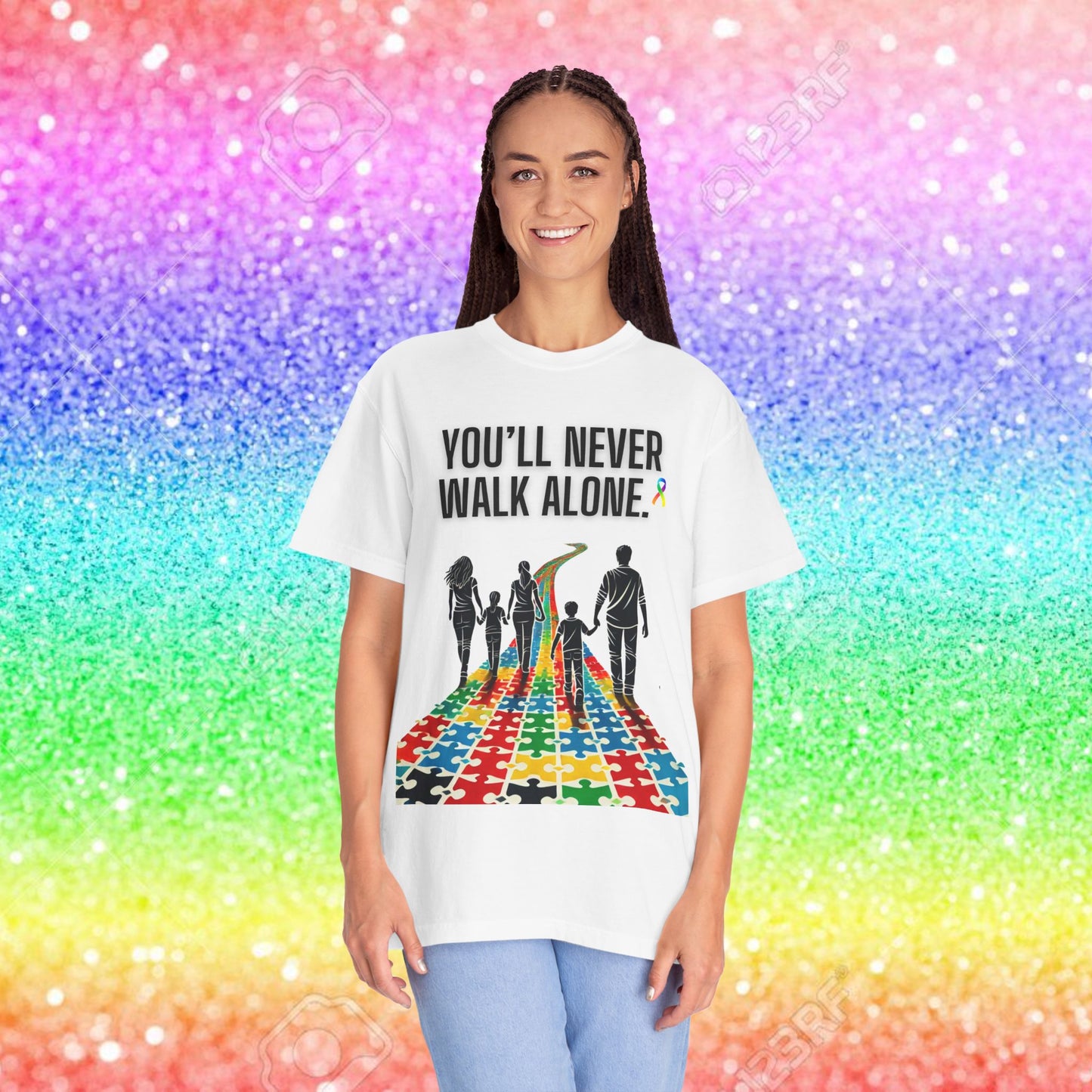 Autism awareness-T-shirt- You'll never walk alone.