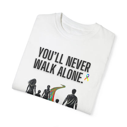 Autism awareness-T-shirt- You'll never walk alone.