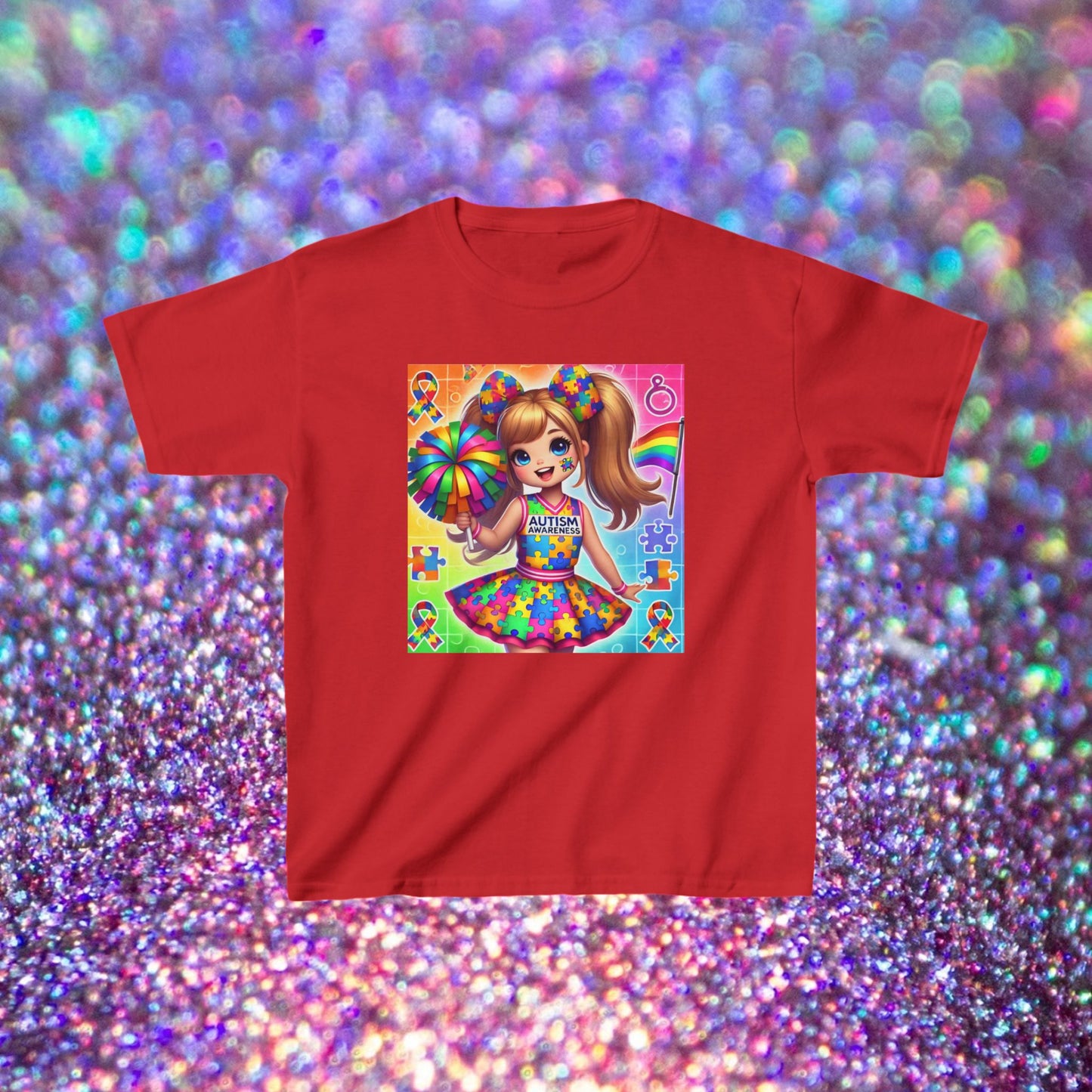 Kids Tee - Cheerleader Autism Awareness Shirt