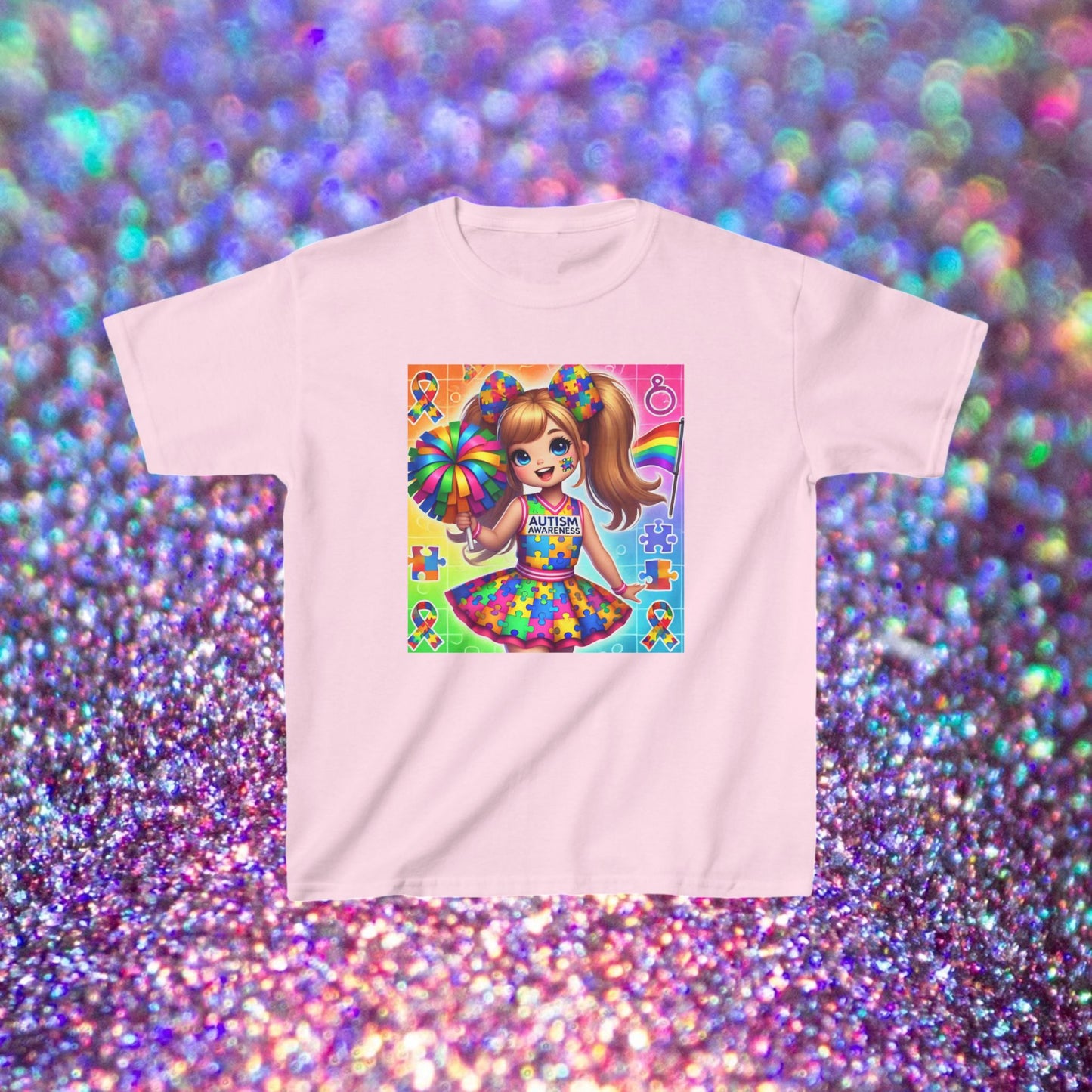 Kids Tee - Cheerleader Autism Awareness Shirt