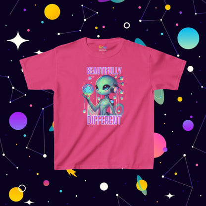 Kids Cute Alien T-Shirt -Beautifully Different- Autism Awareness