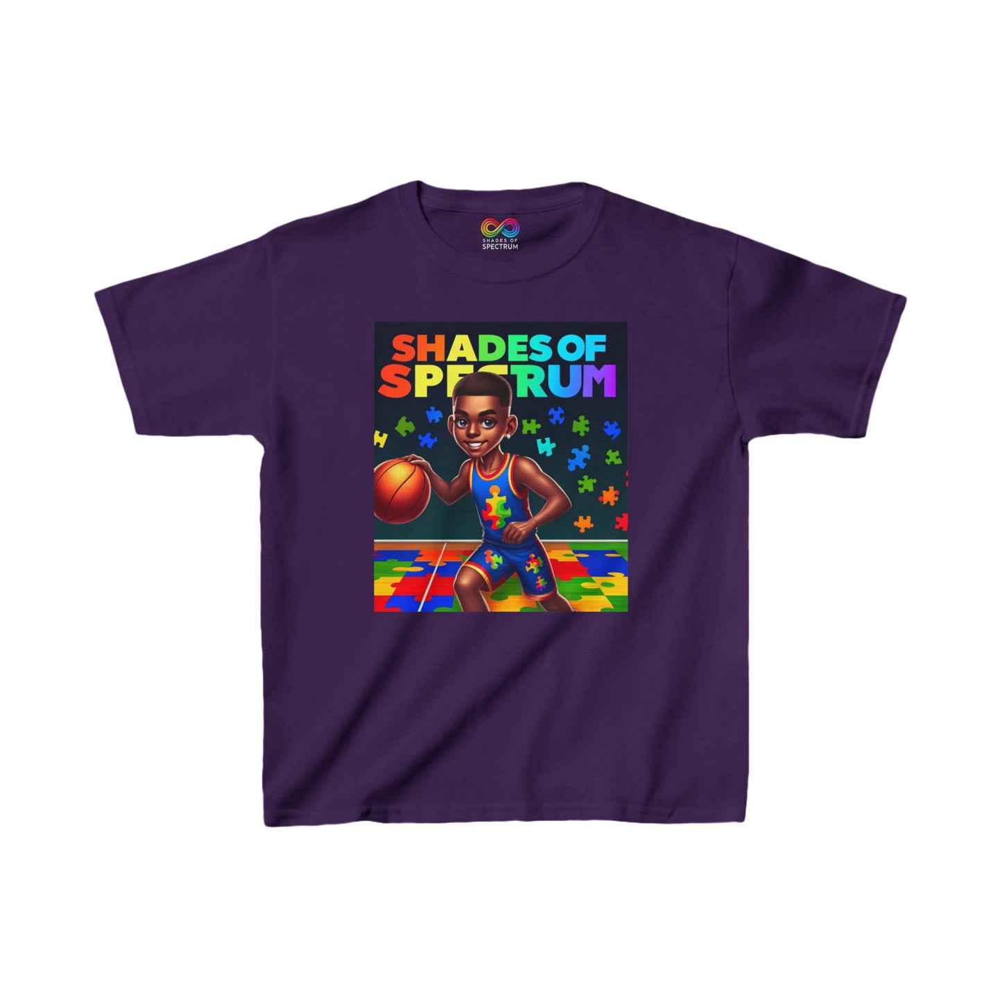 Kids Basketball Heavy Cotton™ Tee- Autism Awareness